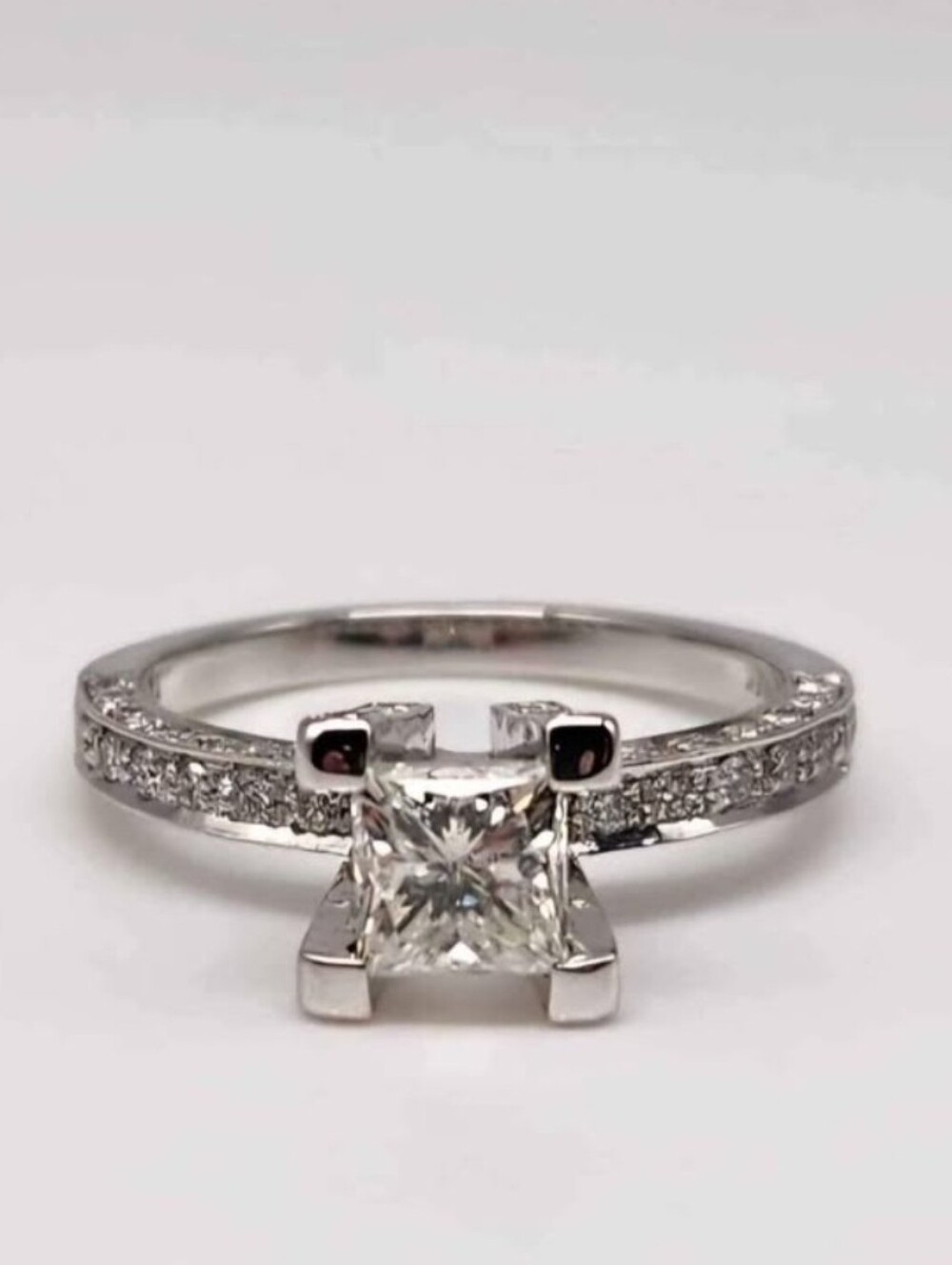 Natural Princess Cut Diamond Ring With Band.